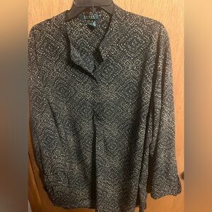 Lauren Ralph Lauren Black Long Sleeve Blouse size 2X